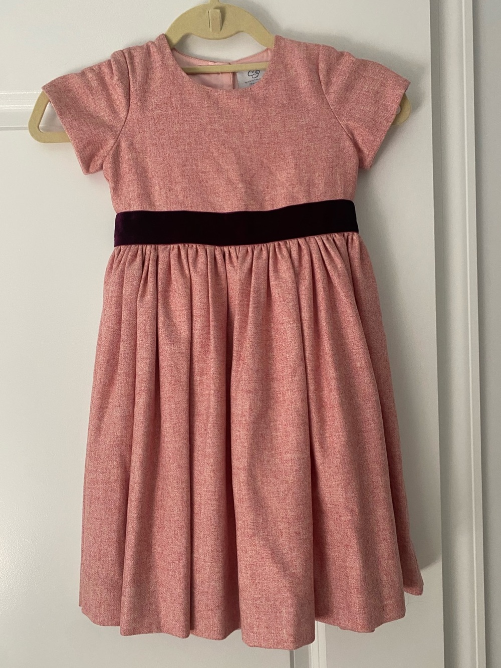 Carolina Zapf Girls' Pink Party Dress with Velvet Waistband Size 5
